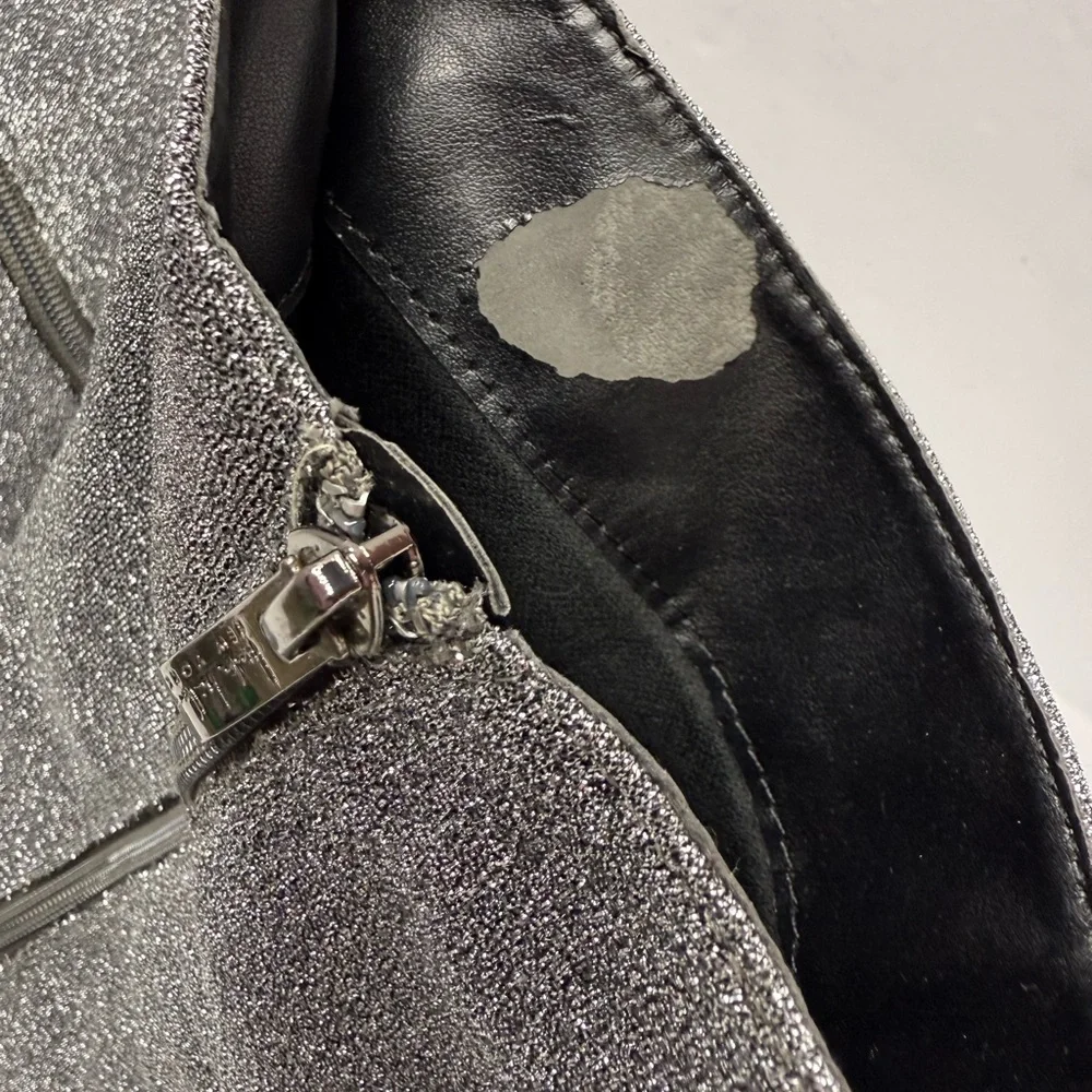 Nicole Miller Silver Metallic Pointed Toe Stiletto Boots Size 10 - Picture 7 of 7